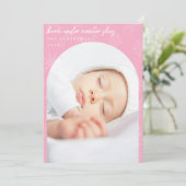 Faire-part Snowflakes Ski d'hiver Léger rose Naissance de Noë (Debout devant)