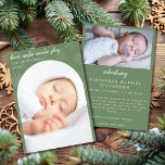 Faire-part Snowflakes Winter Skis Sage Green Christmas Birth<br><div class="desc">Carte Faire-part de naissance de Noël - Premier Noël du bébé - Sage Green Muted Green Modèle Fêtez le premier Noël de votre bébé avec cette carte faire-part de naissance de Noël élégante avec un élégant arrière - plan vert sauge, un design délicat de flocon de neige et une typographie...</div>