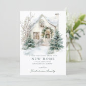 Faire-part Snowy Cottage Christmas New Home Card (Debout devant)