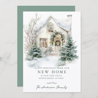 Faire-part Snowy Cottage Christmas New Home Card