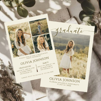 Faire-part Soft Sand 4 Photos Graduation Party