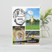 Faire-part Softball/Baseball 3 Photo Collage Blanc (Debout devant)
