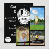 Faire-part Softball/Baseball 3 Photo Collage noir (Devant / Derrière)