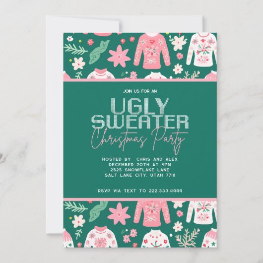 Faire-part Soirée de Noël mignonne et douce (Devant)