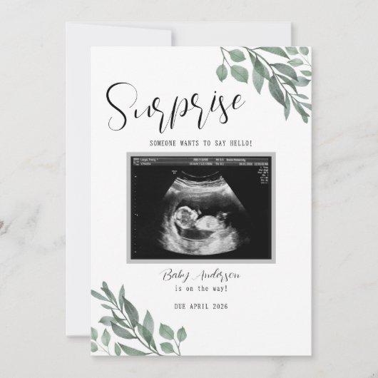 Faire-part Sonogram Neutral Green Card Baby Announcement (Devant)