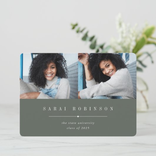 Faire-part Souligné | Simple Deux Diplôme Photo (Debout devant)