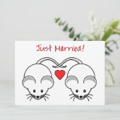 Faire-part Souris de mariage blanches (Debout devant)