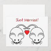 Faire-part Souris de mariage blanches (Devant / Derrière)