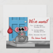 Faire-part Souris mignonne sur le seuil - Annonces de déménag (Devant / Derrière)