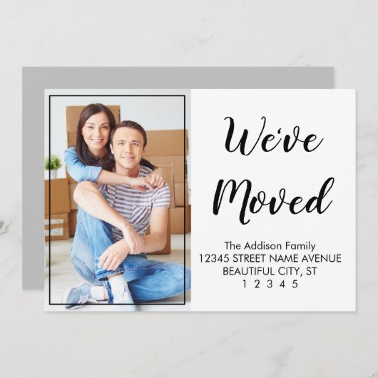 Faire-part Spécial Moderne Cute noir Script photo Moving (Devant / Derrière)