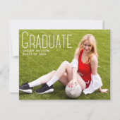 Faire-part Sporty Script Overlay Graduate Photo Graduate (Devant)