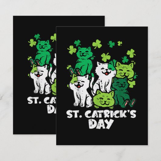 Faire-part St Patricks Catricks Day Cats Saint Pattys (Devant / Derrière)