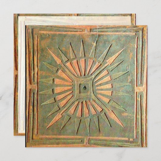 Faire-part STAR DU MATIN, jaune antique, vert, blanc (Devant / Derrière)