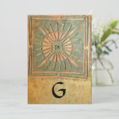 Faire-part STAR DU MATIN, jaune antique, vert, blanc (Debout devant)