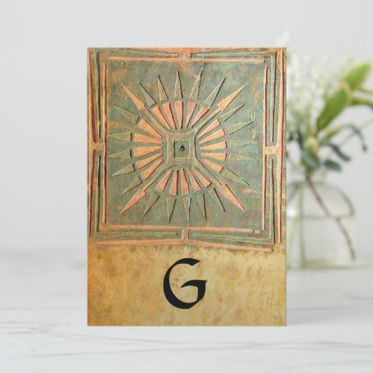 Faire-part STAR DU MATIN, jaune antique, vert, blanc (Debout devant)