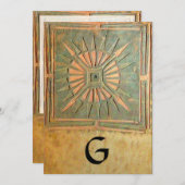 Faire-part STAR DU MATIN, jaune antique, vert, blanc (Devant / Derrière)
