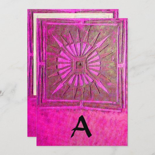 Faire-part STAR DU MATIN, rose vif, blanc violet (Devant / Derrière)