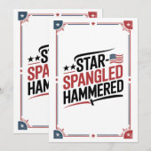 Faire-part Star Spangled Hammered | Drôle 4 juillet Tee (Devant / Derrière)