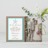 Faire-part Starfish Turquoise Burlap Beach Wedding Collection (Debout devant)