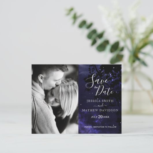 Faire-part Starry Night Celestial Sky Photo Enregistrer la da (Debout devant)