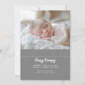 Faire-part Stars Celestial Cute Grey Photos de nouveau-né (Dos)