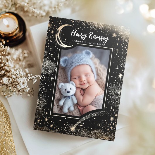 Faire-part Stars Celestial mignon Photos de nouveau-nés