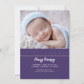 Faire-part Stars Celestial mignon pourpre Photos de nouveau-n (Dos)