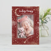 Faire-part Stars Celestial mignon Rouge Nouveau-né Photos Nai (Debout devant)