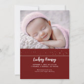 Faire-part Stars Celestial mignon Rouge Nouveau-né Photos Nai (Dos)