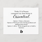 Faire-part Starset Carte Postale Beautycounter (Dos)