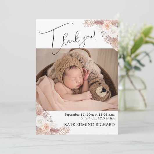 Faire-part Statistiques de naissance 2 Photo superposition Sc (Debout devant)