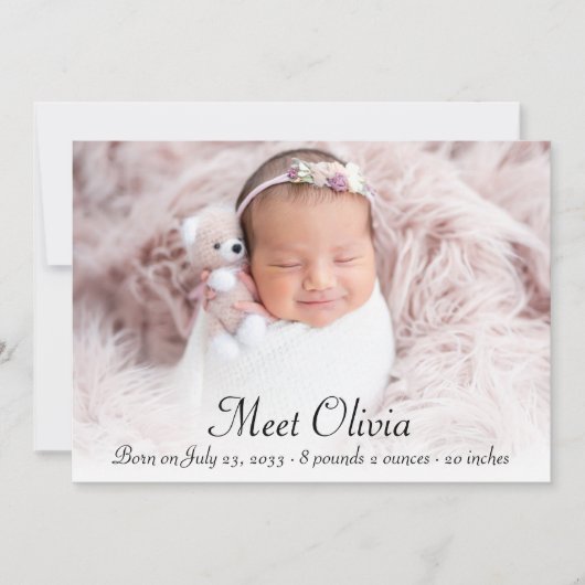 Faire-part Statistiques de naissance de bébé fille Collage de (Devant)