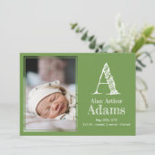 Faire-part Statistiques de naissance du Monogramme moderne | (Debout devant)