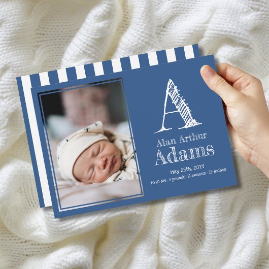 Faire-part Statistiques de naissance du Monogramme moderne | 