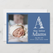 Faire-part Statistiques de naissance du Monogramme moderne |  (Devant)