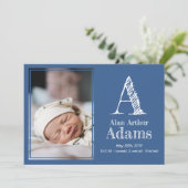 Faire-part Statistiques de naissance du Monogramme moderne |  (Debout devant)