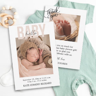 Faire-part Statistiques de naissance Photos Baby shower manus