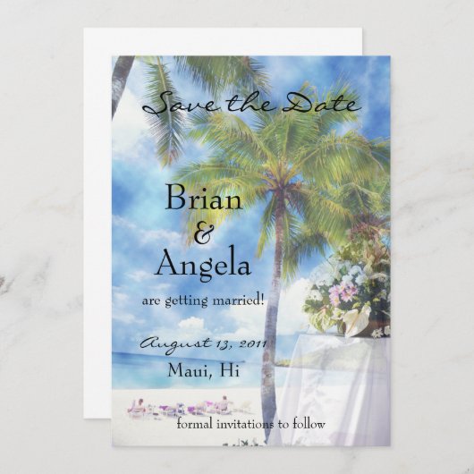 Faire-part STD de mariage de plage (Devant / Derrière)