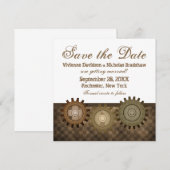 Faire-part Steampunk Gears, Marron (Devant / Derrière)