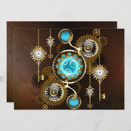 Faire-part Steampunk Rusty Background (Devant / Derrière)
