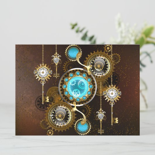 Faire-part Steampunk Rusty Background (Debout devant)