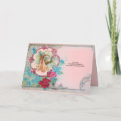 FAIRE-PART STORK BÉBÉ FILLE DOUCHE ROSE ROSE ROSE ROSE, FLEUR (Dos)