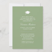 Faire-part Stripes tendance Simple Retro Graduate Photo Vert (Dos)
