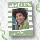 Faire-part Stripes tendance Simple Retro Graduate Photo Vert