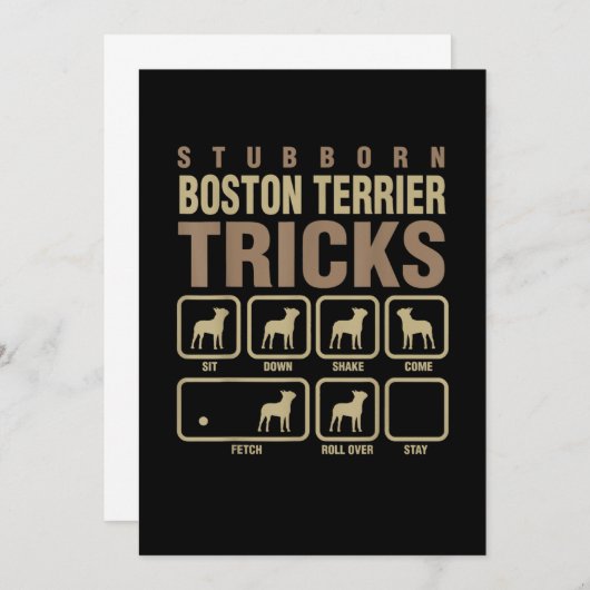 Faire-part Stubborn Boston Terrier Tricks Amoureux des chiens (Devant / Derrière)