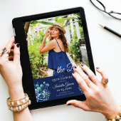 Faire-part Style bleu mexicain Quinceañera Photo Enregistrer 