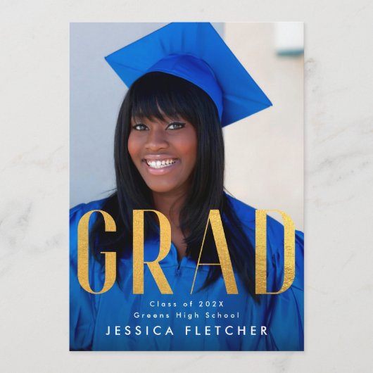 Faire-part Style Bold jaune or Foil GRAD photo 2023 (Devant)