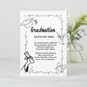 Faire-part Style Doodles Main Draduation Graduation (Debout devant)