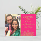Faire-part Style Indien Gold Rose photo mariage Enregistrer l (Debout devant)
