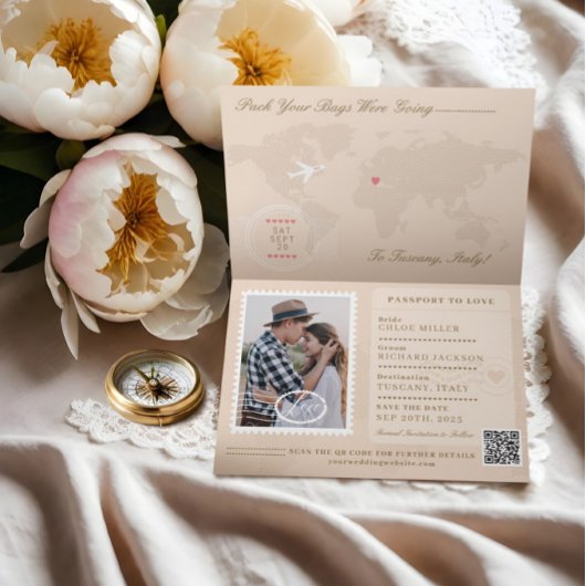 Faire-part Style Passeport Enregistrer La Date Destination Ma